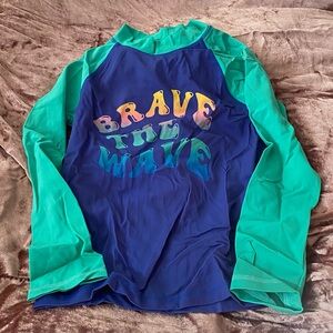 Boden Kids Swim Rashguard - Teal and Navy